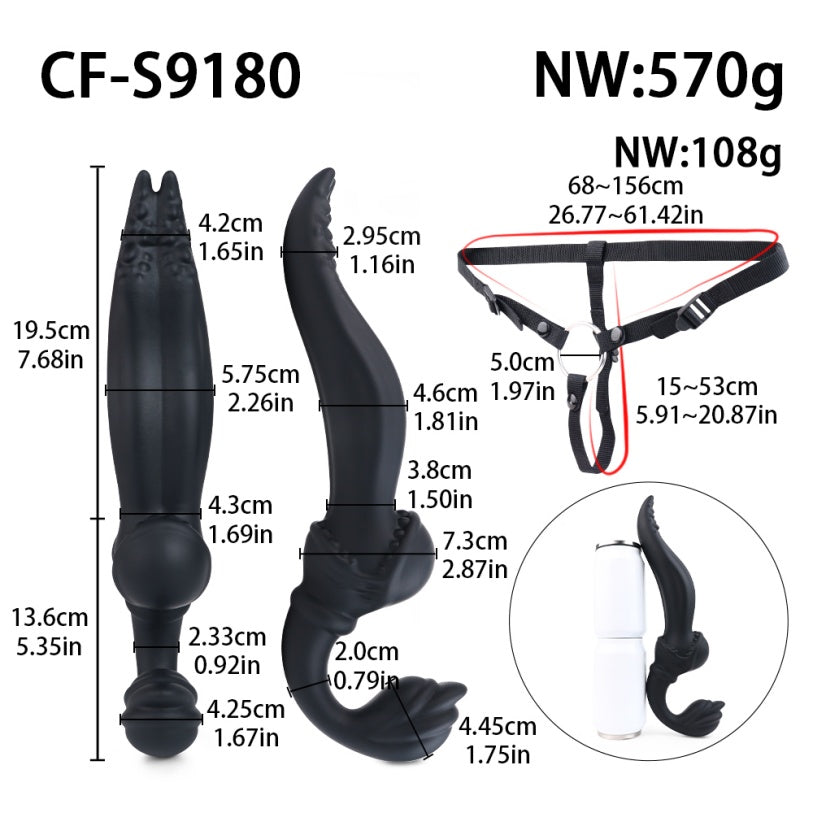 Two-Headed Predator Rocky – Monster Dildo Strap-On G-Spot Vibrator for Lesbian Couples