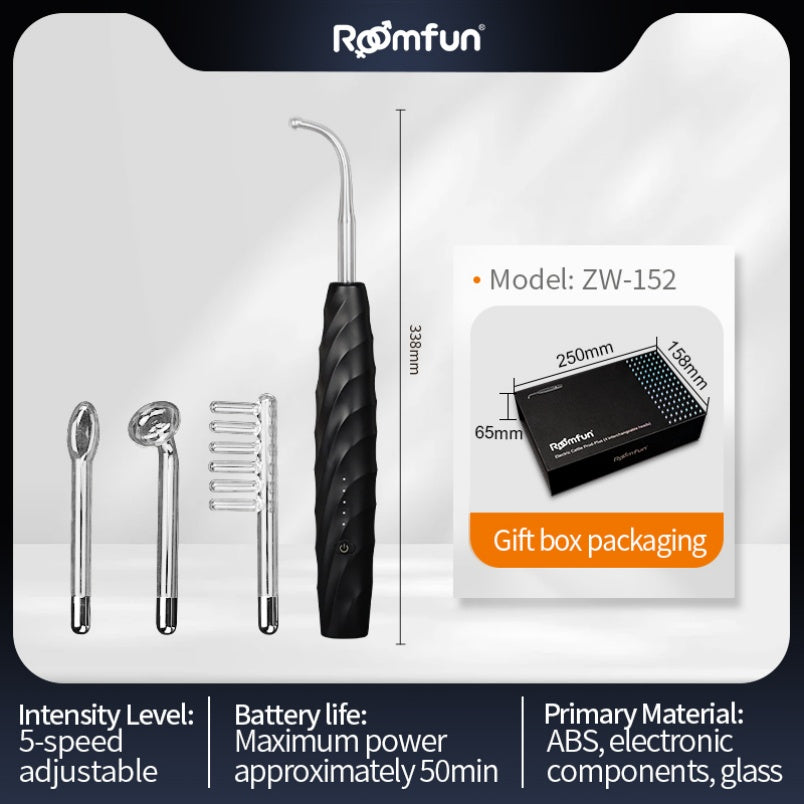 Roomfun Masseur de prostate à électrochocs – Baguette d'électrostimulation à 5 niveaux avec 4 têtes interchangeables