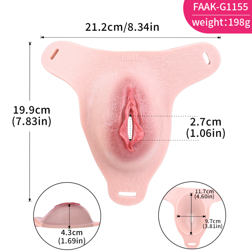 Wearable Flesh-Pink Silicone Fake Vagina Pussy Panty – Femboy Strap-On Sex Toy for Gay Lesbian