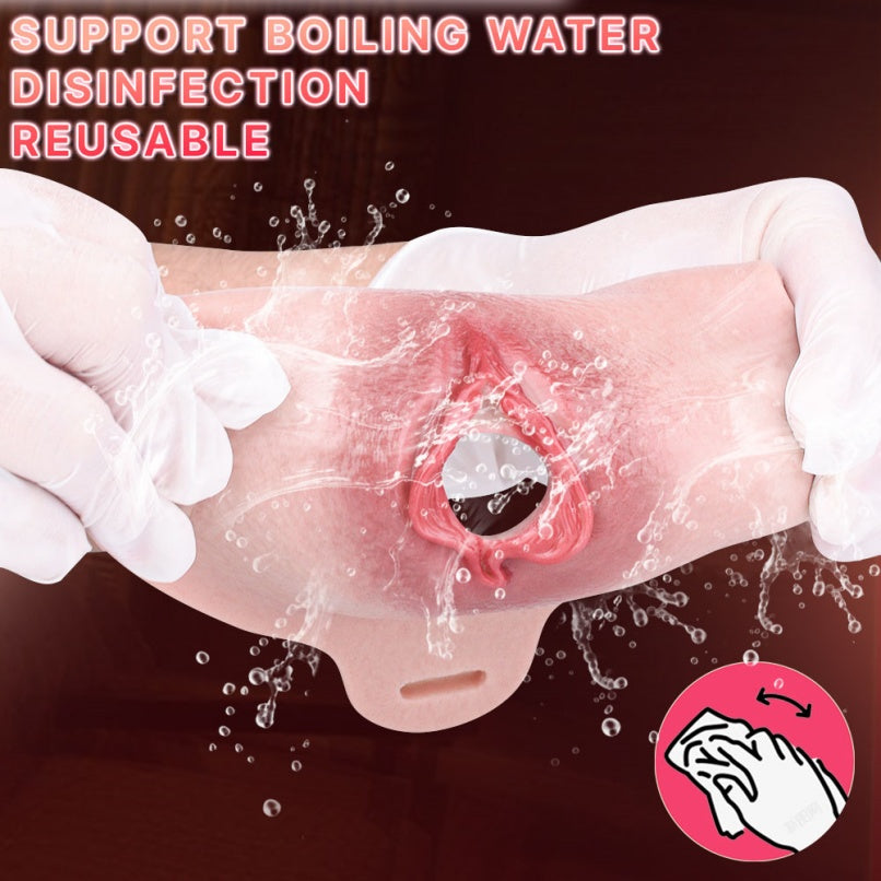 Wearable Flesh-Pink Silicone Fake Vagina Pussy Panty – Femboy Strap-On Sex Toy for Gay Lesbian