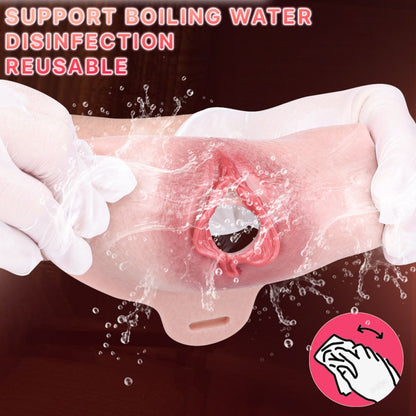 Wearable Flesh-Pink Silicone Fake Vagina Pussy Panty – Femboy Strap-On Sex Toy for Gay Lesbian