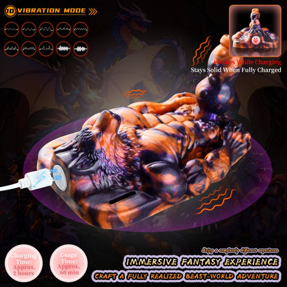 Dark Flame Wolf Lord Fantasy Beast Grinder – Platinum Silicone Vibrating Sex Grinding Toy