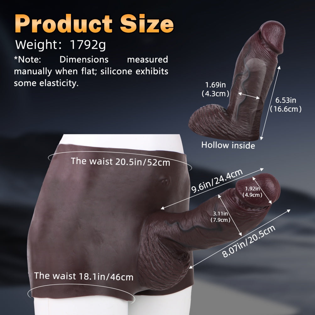 9.6-Inch Extra Thick Realistic Silicone Sheath Underwear - Penis Strap-On Tool for Enhancing Small Penis Size