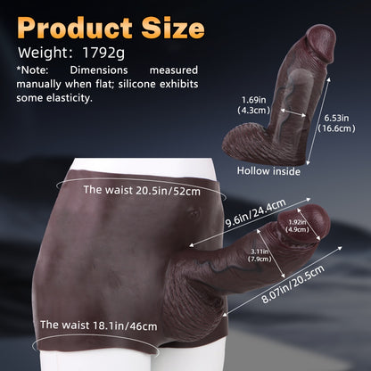 9.6-Inch Extra Thick Realistic Silicone Sheath Underwear - Penis Strap-On Tool for Enhancing Small Penis Size