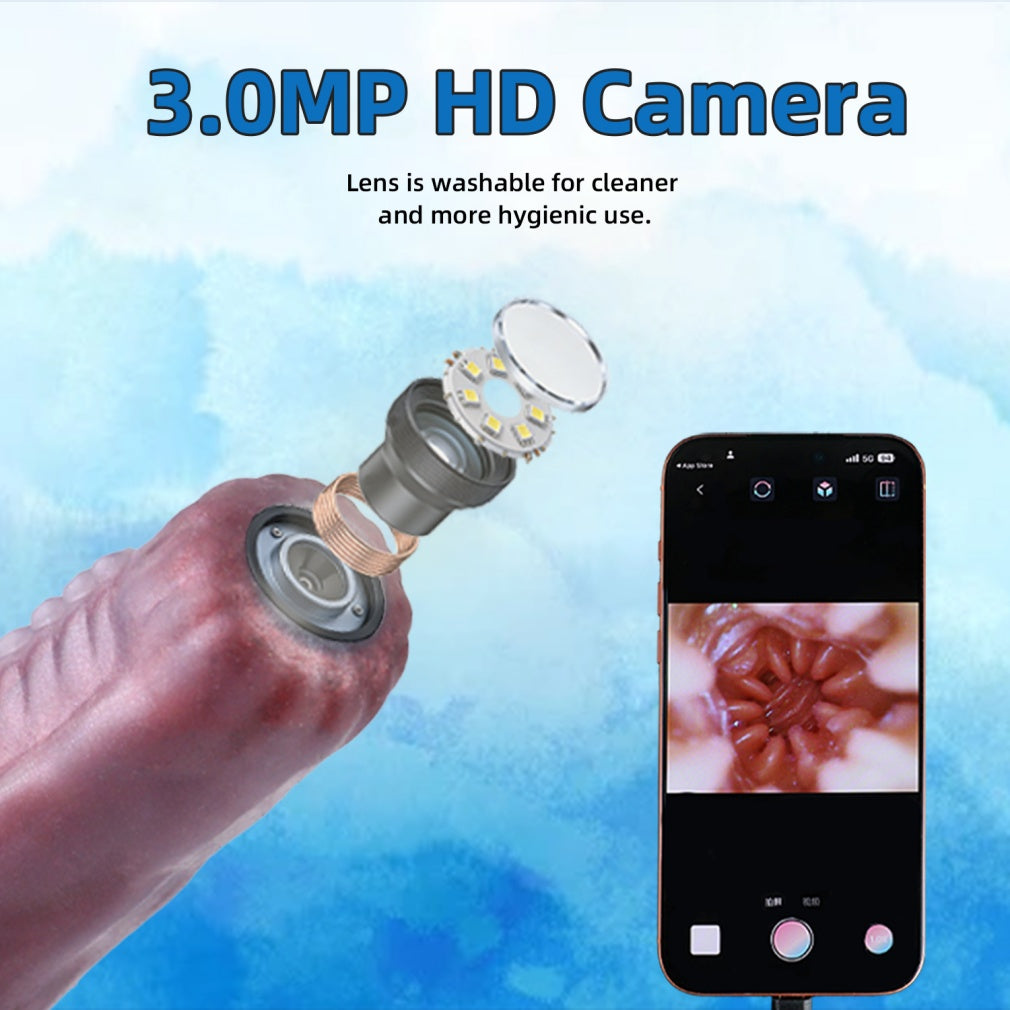 Tiefsee Endoskopie Fantasy Tentakel Dildo-Superlange Silikon HD Kamera zur visuellen Exploration