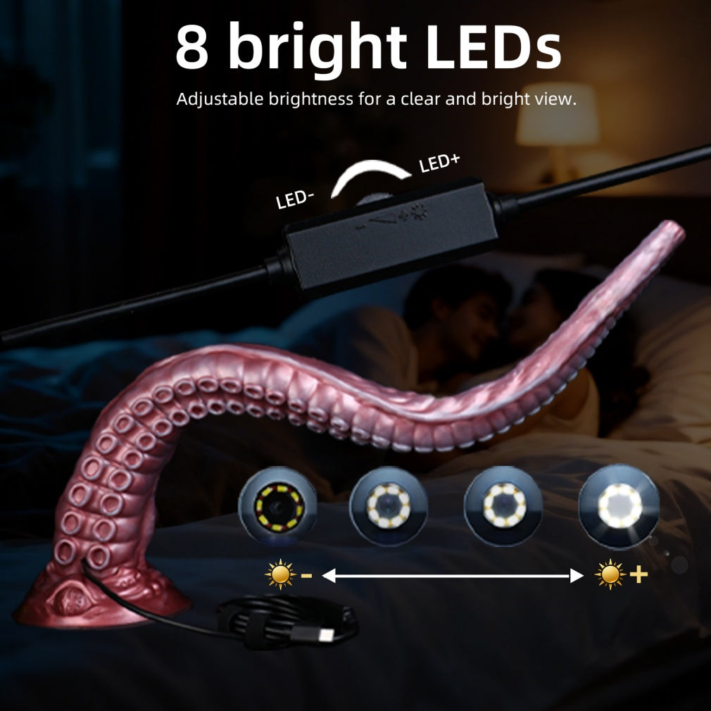 Tiefsee Endoskopie Fantasy Tentakel Dildo-Superlange Silikon HD Kamera zur visuellen Exploration
