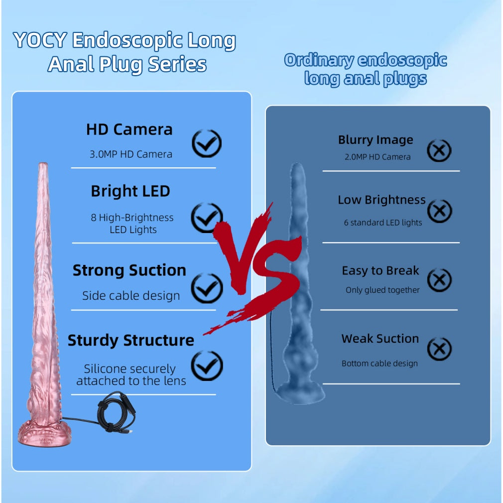 Tiefsee Endoskopie Fantasy Tentakel Dildo-Superlange Silikon HD Kamera zur visuellen Exploration