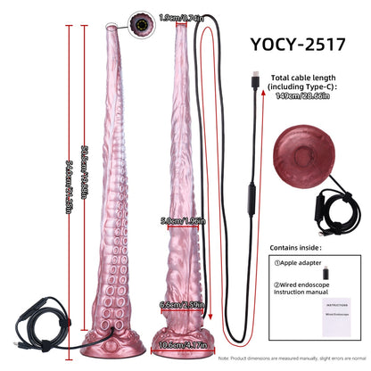 Tiefsee Endoskopie Fantasy Tentakel Dildo-Superlange Silikon HD Kamera zur visuellen Exploration