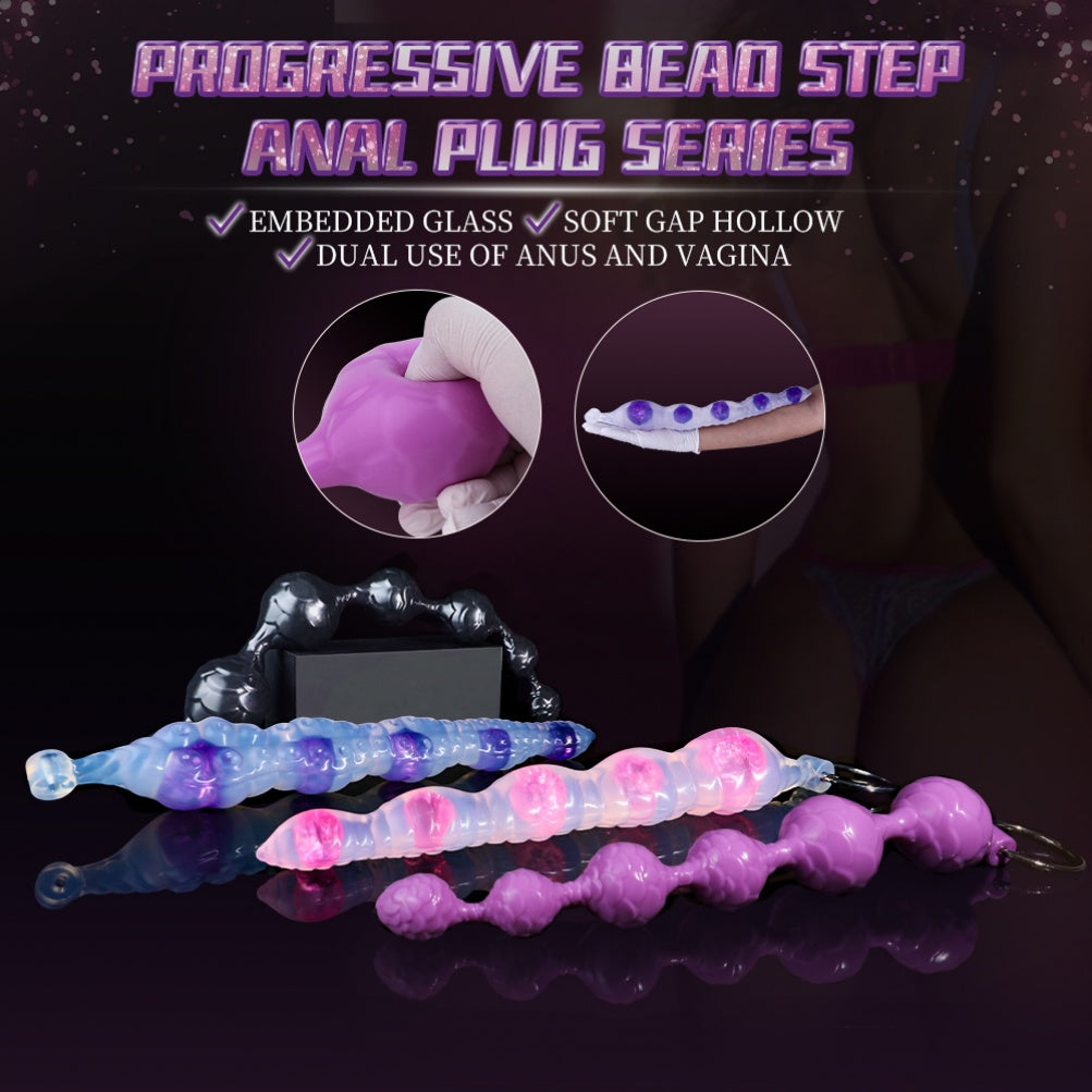 Fantasy Silicone Anal Beads & Butt Plug – 6-Step Progressive Expansion Toy for Intense Anal Orgasm