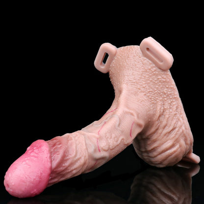 Realistic Silicone Wearable Cock Sleeve – 8-Inch Extension & Ejaculation Control Sex Toys for Men