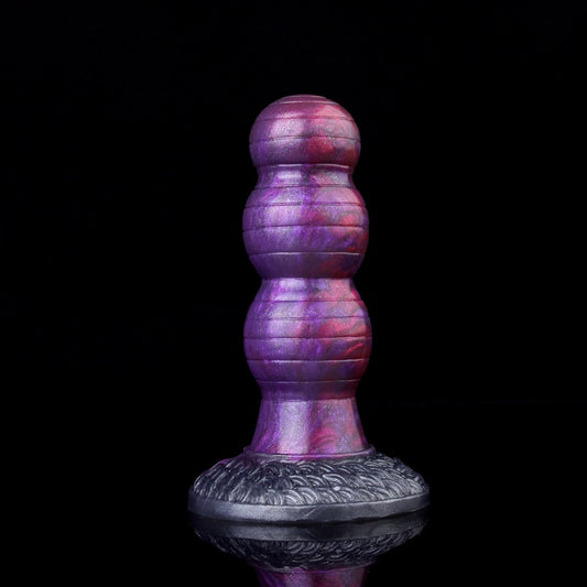 Fantasy Perlen-Dildo aus lila Silikon – Analplug mit doppelter Dichte, Sexspielzeug für Frauen