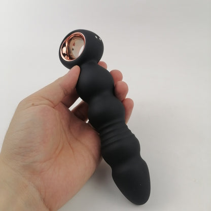 Waterproof Silicone Anal Beads Butt Plug Vibrator – Thrusting Stimulation Unisex BDSM Bondage Toys