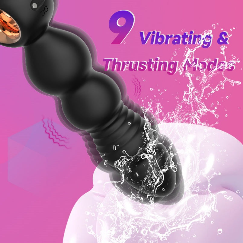 Waterproof Silicone Anal Beads Butt Plug Vibrator – Thrusting Stimulation Unisex BDSM Bondage Toys