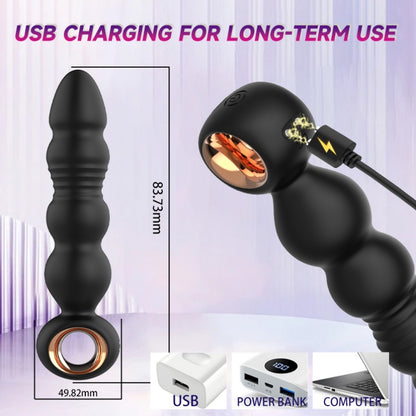 Waterproof Silicone Anal Beads Butt Plug Vibrator – Thrusting Stimulation Unisex BDSM Bondage Toys
