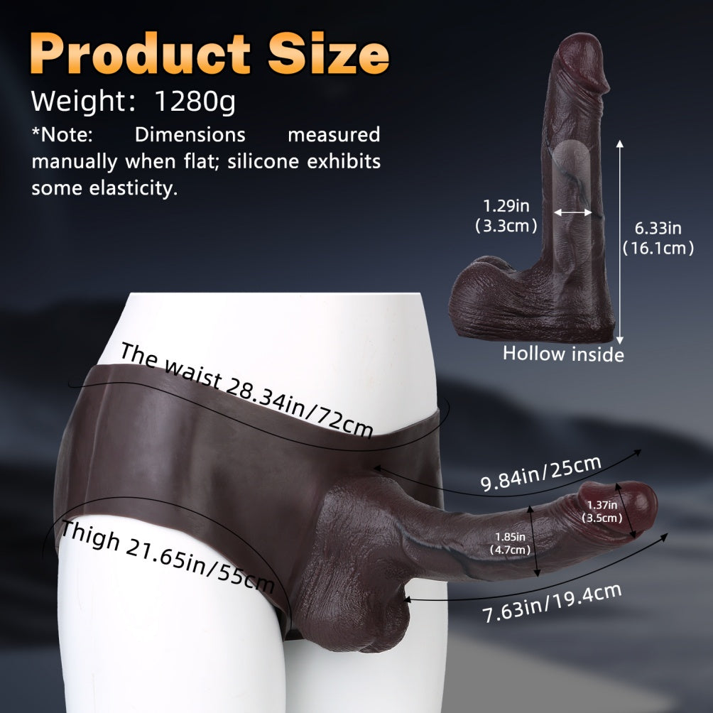 Penis Enlargement and Girth Strap-On Sheath Underwear - Realistic Skin-Like Silicone Male Toy