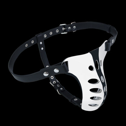 Fantasy Hollow Strap-on G-string – Leather and Metal Buckle Link Male Wearable Pants