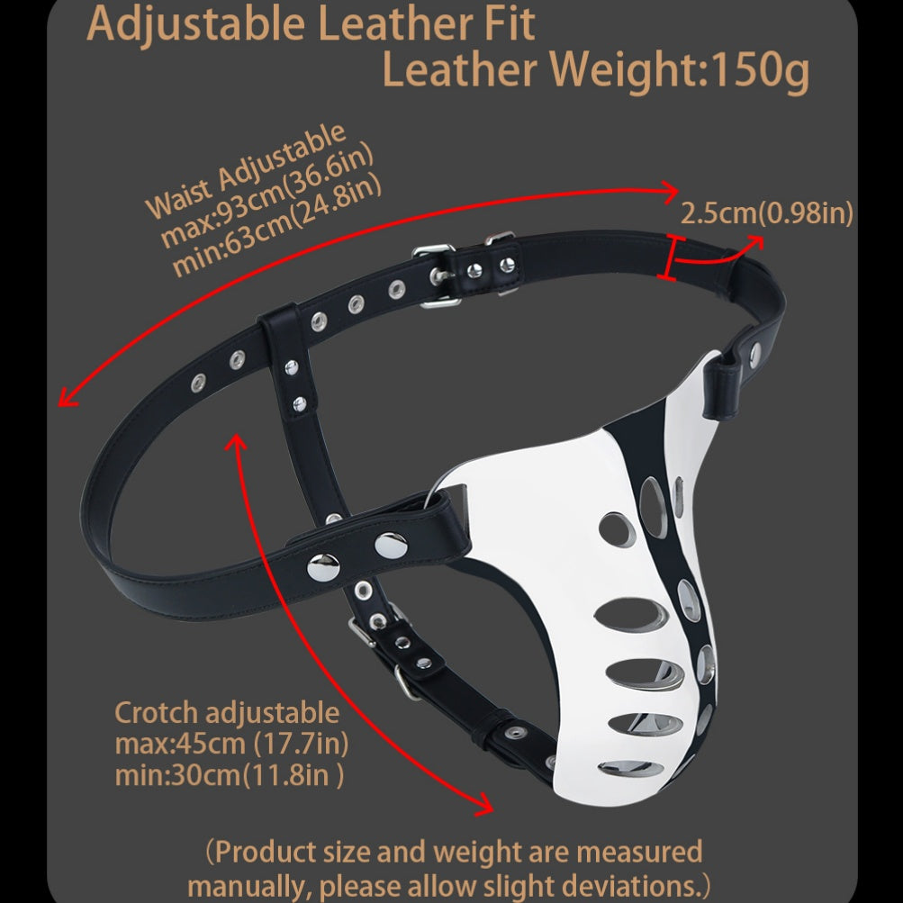 Fantasy Hollow Strap-on G-string – Leather and Metal Buckle Link Male Wearable Pants