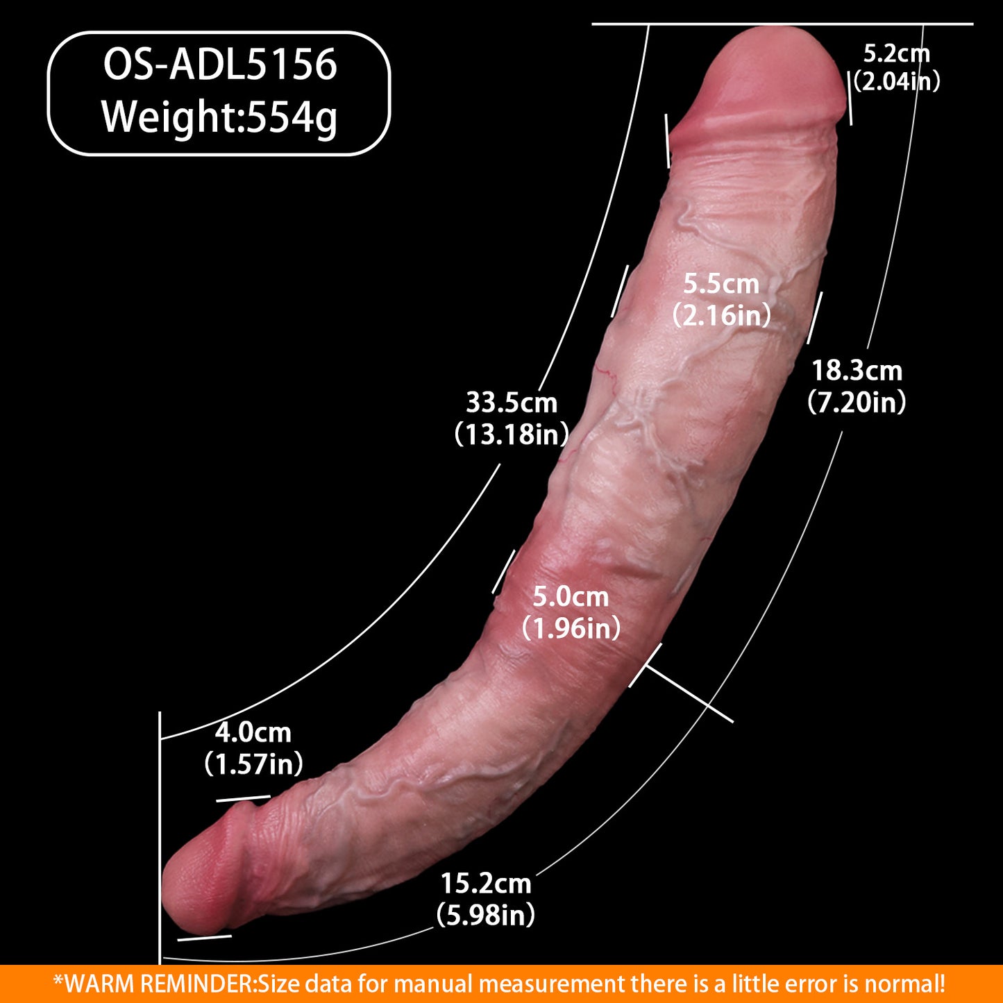Asymmetric Double Dildo for Lesbians & Couples – Realistic Silicone Double-Ended Dildo for Two Women, Veined Two-Sided Dildo (Skin Tone)