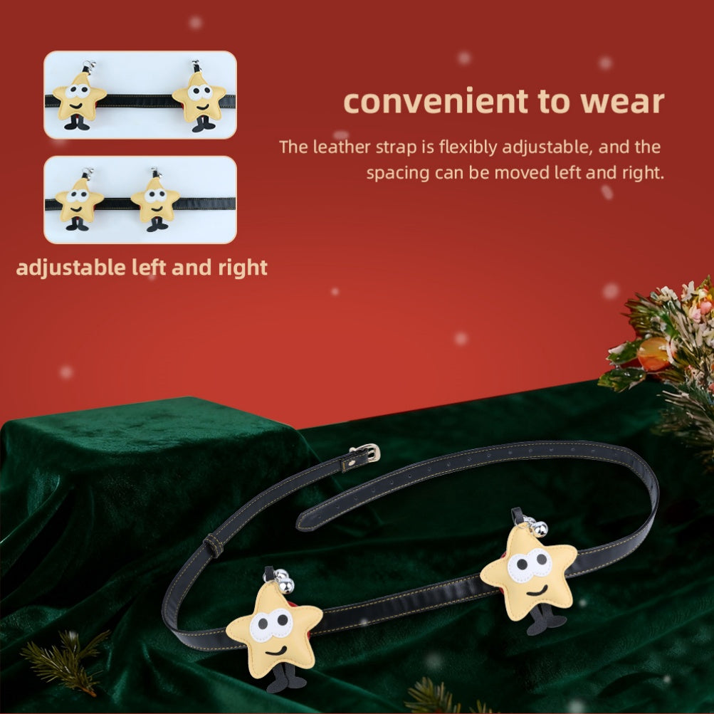 Star and Ladybug Nipple Clamps with Bell and Spike Accents – Adjustable Leather Erotic Jewelry