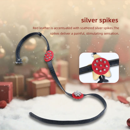 Star and Ladybug Nipple Clamps with Bell and Spike Accents – Adjustable Leather Erotic Jewelry