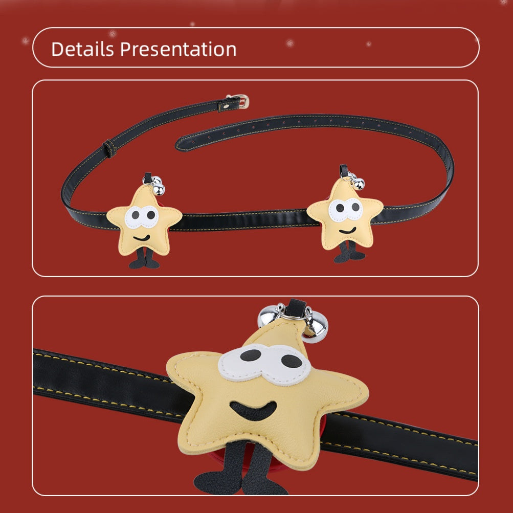 Star and Ladybug Nipple Clamps with Bell and Spike Accents – Adjustable Leather Erotic Jewelry