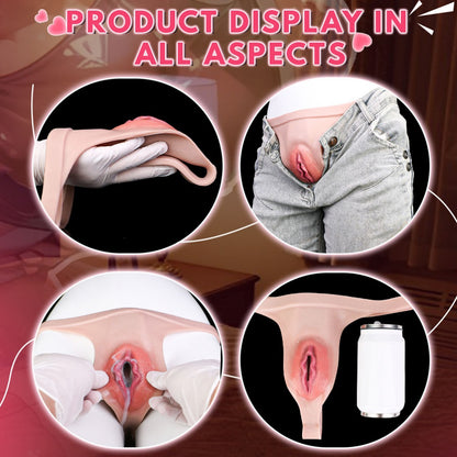 Gay Strap-On Realistic Vagina Pants - Penis Massage Masturbation Silicone Toy