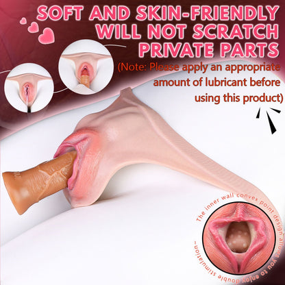 Gay Strap-On Realistic Vagina Pants - Penis Massage Masturbation Silicone Toy