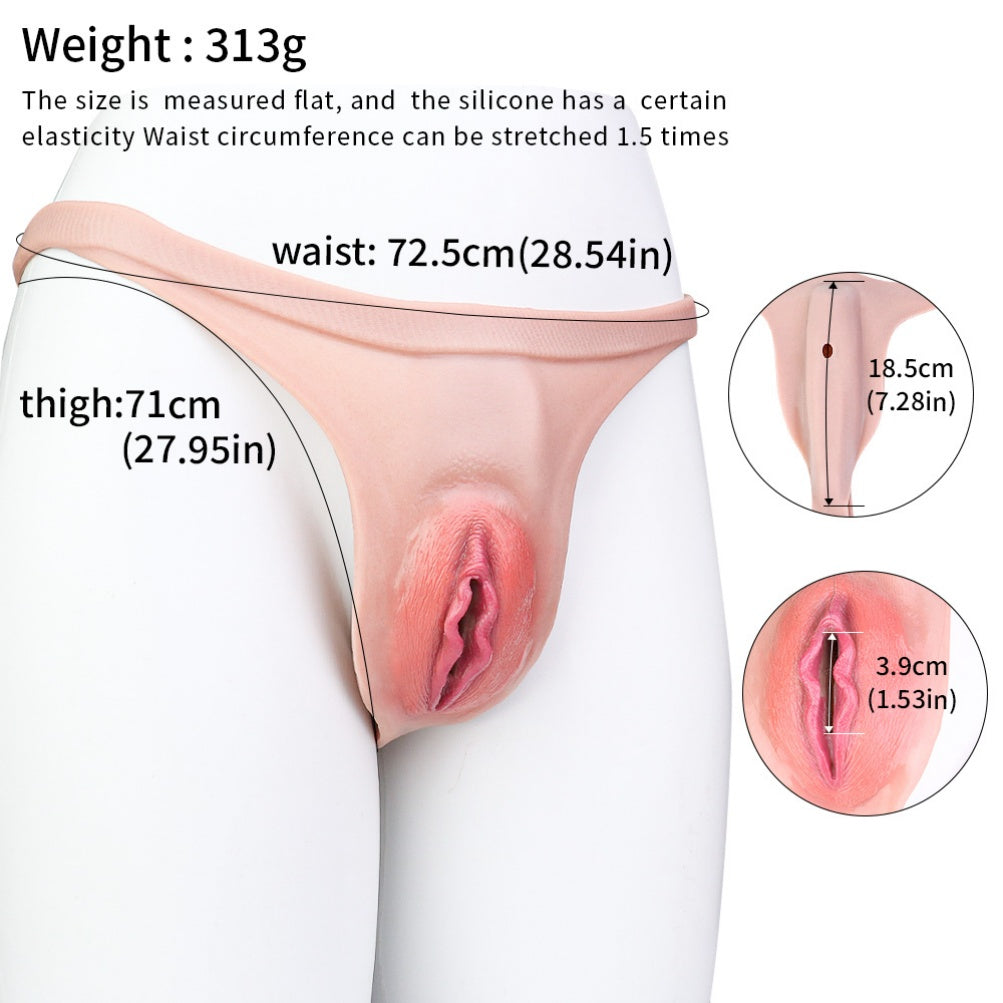 Gay Strap-On Realistic Vagina Pants - Penis Massage Masturbation Silicone Toy