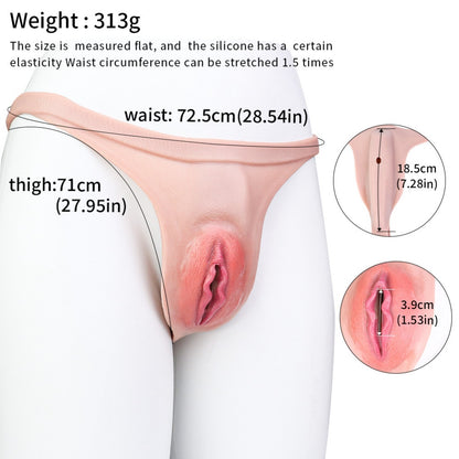 Gay Strap-On Realistic Vagina Pants - Penis Massage Masturbation Silicone Toy