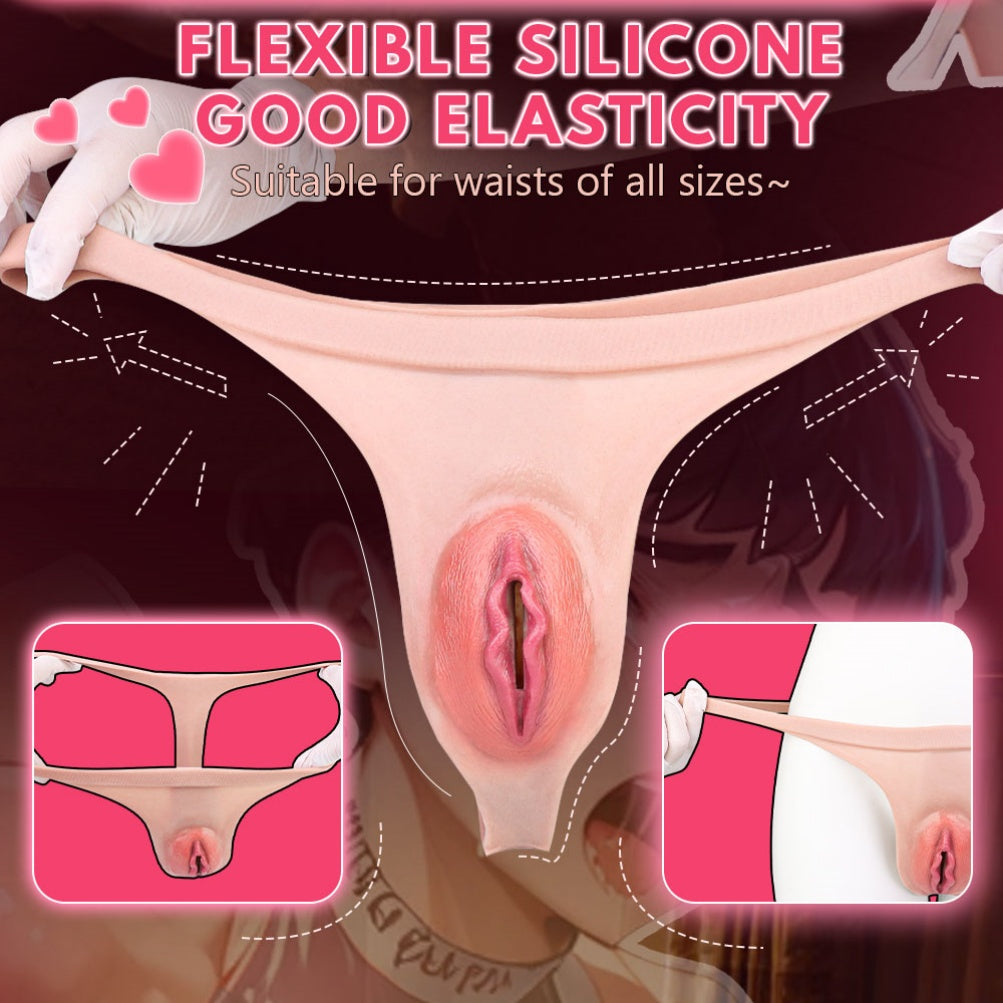 Gay Strap-On Realistic Vagina Pants - Penis Massage Masturbation Silicone Toy