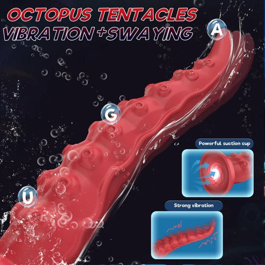 Fantasy Vibrating Tentacle Dildo – 10-Mode Octopus Vibrator for A-G-U Spot Stimulation & Hands-Free Play