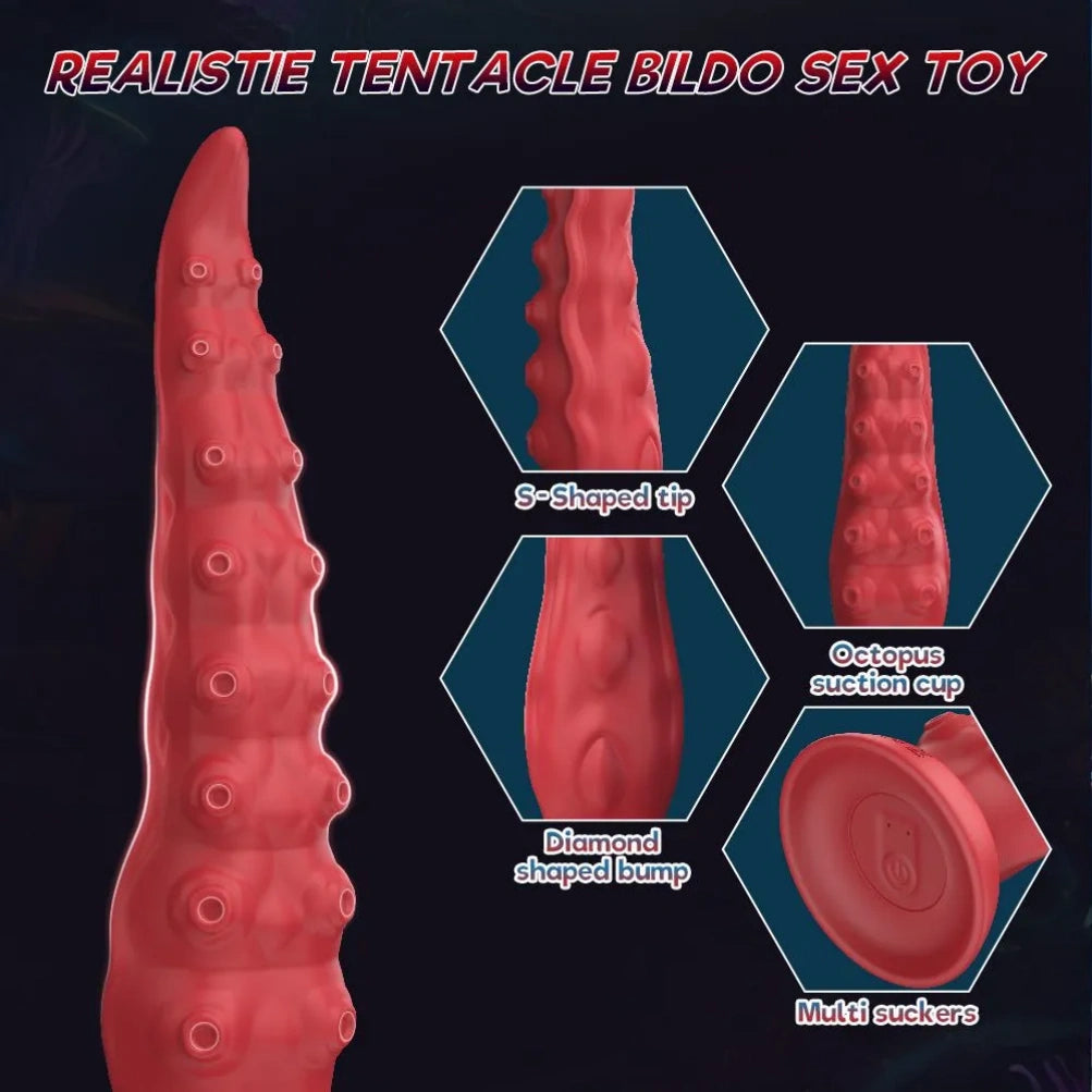 Fantasy Vibrating Tentacle Dildo – 10-Mode Octopus Vibrator for A-G-U Spot Stimulation & Hands-Free Play