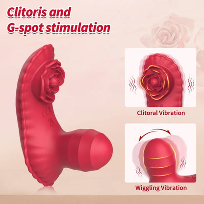 2-in-1 Strapon Rose Vibrator - Remote Control G-Spot & Clitoral Stimulation