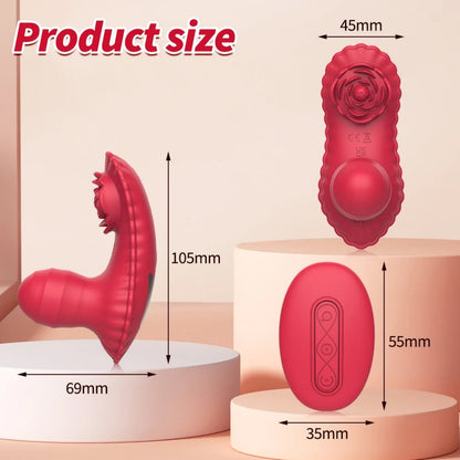2-in-1 Strapon Rose Vibrator - Remote Control G-Spot & Clitoral Stimulation