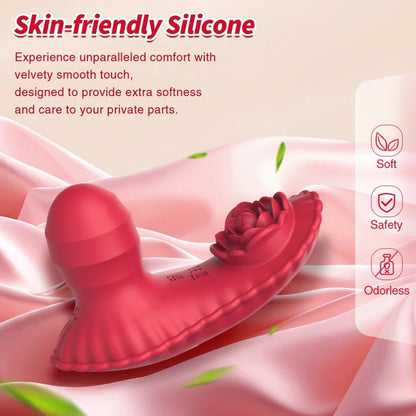 2-in-1 Strapon Rose Vibrator - Remote Control G-Spot & Clitoral Stimulation