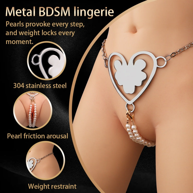 Women’s Strapon Metal Crotchless Panties – Bettie Bondage Clit Stimulator BDSM Toy