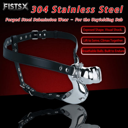 Stainless Steel Strap-On Bondage Sheath Underwear - Penis Lifting and Erectile Support Toy for Men