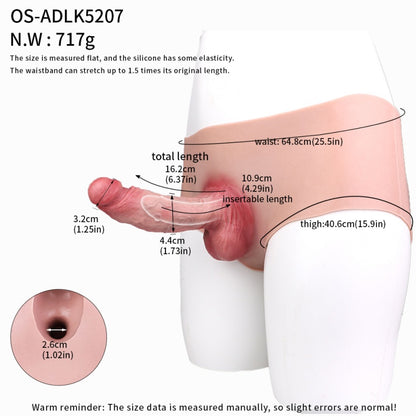 Realistic Penis Extension Cock Sleeve Sheath Underwear - Silicone Flexible Pants for Men