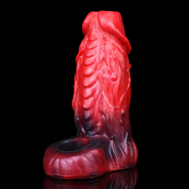 Red Dragon Vibrating Penis Sleeve - Fantasy Silicone Cock Sheath Male Extender