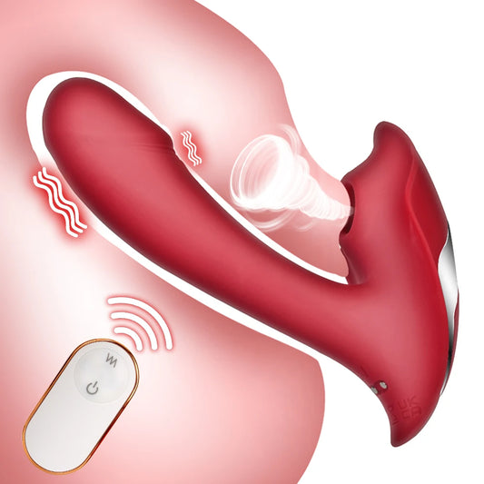 Remote Control Clit Sucking G Spot Vibrator - 9 Vibrating Dildo Female Sex Toy
