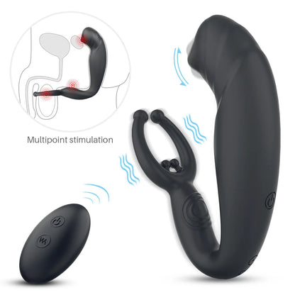 Masseur de prostate à boucle télécommandée - Prise anale avec doigt et anneau pénien pour retarder l'éjaculation