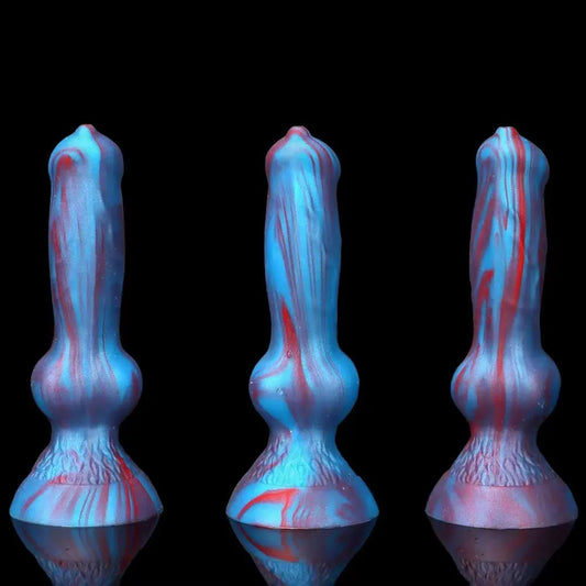 Kleiner Hundedildo – buntes geknotetes Tierdildo aus Silikon, Analplug, Prostataspielzeug