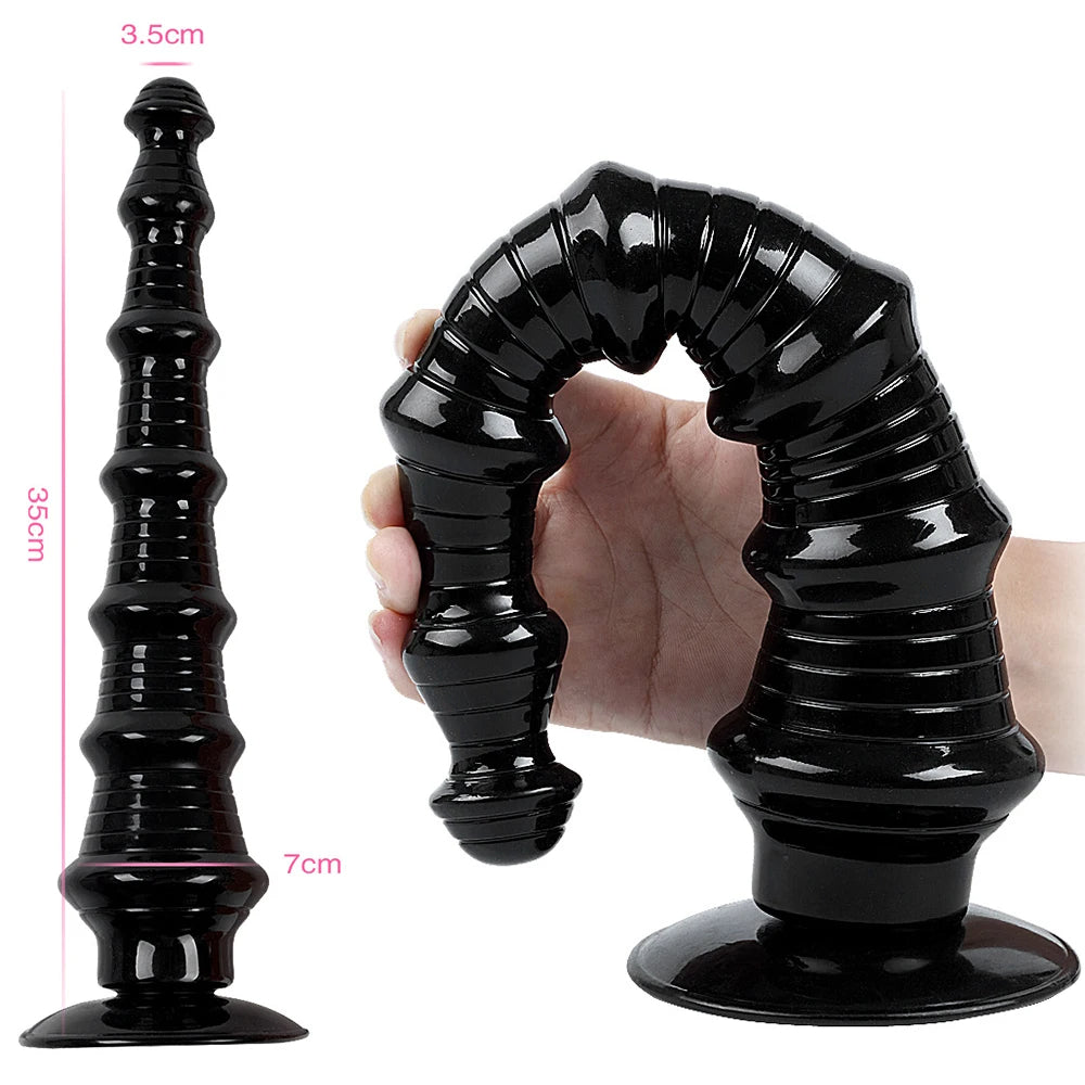 Long Silicone Anal Plug Dilator - Big Threads Anal Dildo Expansion Prostate Orgasm