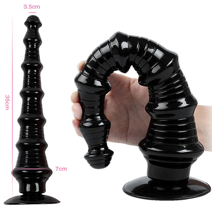 Long Silicone Anal Plug Dilator - Big Threads Anal Dildo Expansion Prostate Orgasm