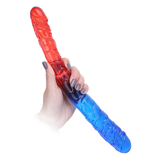 Gode ​​double face arc-en-ciel - Gode anal réaliste en silicone de 12 pouces pour couple, jouets sexuels