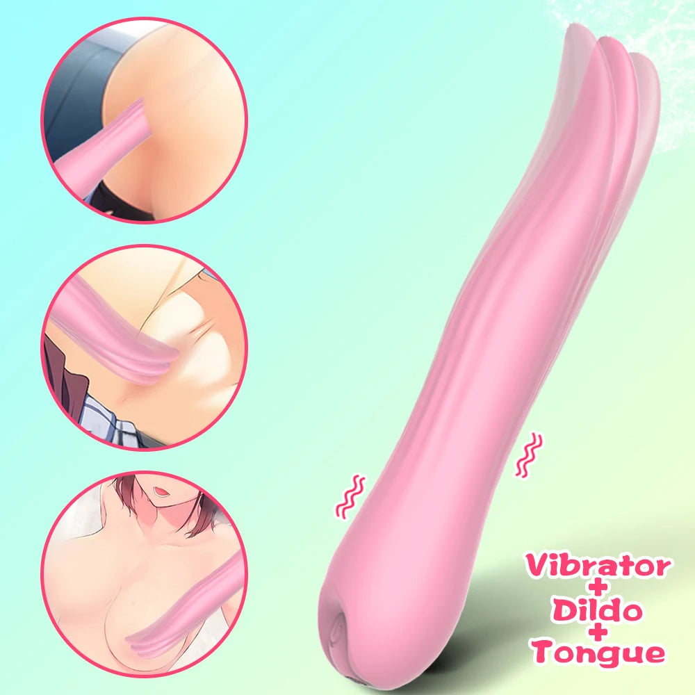 Tongue Licking Clitoral Vibrator - Giant 10 Powerful Vibrating Clit Nipple Clamps