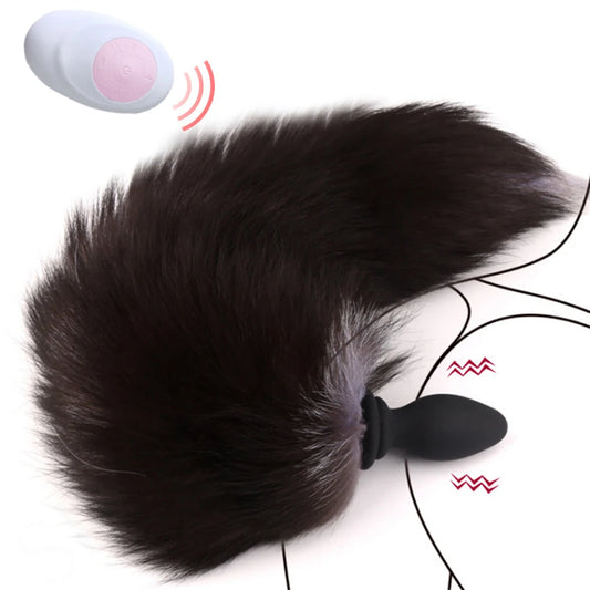 Remote Control Fox Tail Butt Plug - Vibrating Anal Plug Furry Sex Toys Games