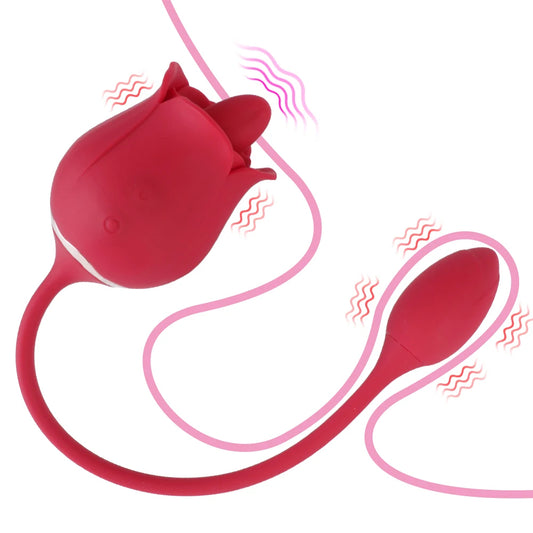 Rose Clit Clamp Panty Egg Vibrating Anal Orgasm - Dual End Clitoral Vibrator Sex Toys for Women