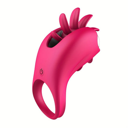 Rotating Clit Clamp Vibrating Cock Ring - Clitoral Licking Stimulation Couple Sex Toys