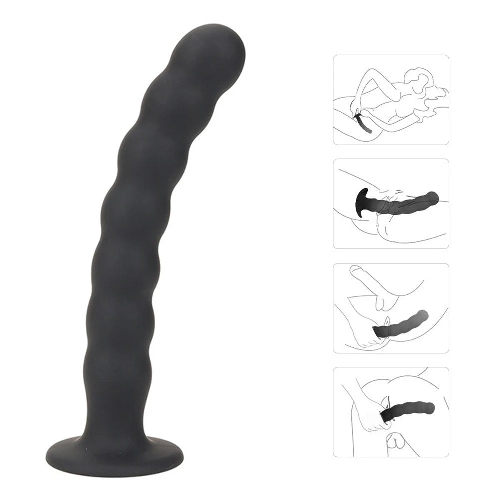 Plug anal en silicone - 7 perles de traction gode anal masseur de prostate point G